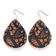 Load image into Gallery viewer, Lace Raindrop Wood Earrings in Black