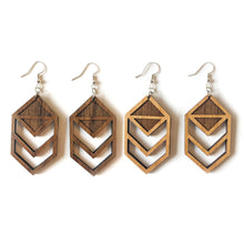 Load image into Gallery viewer, Chevron Cutout Wood Earring