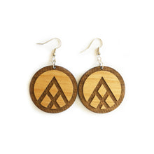 Load image into Gallery viewer, Circle Mountain Engraved Wood Earrings - Alder
