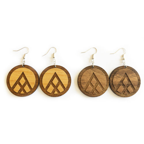 Circle Mountain Engraved Wood Earrings