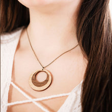 Load image into Gallery viewer, Wood Double Circle Necklace