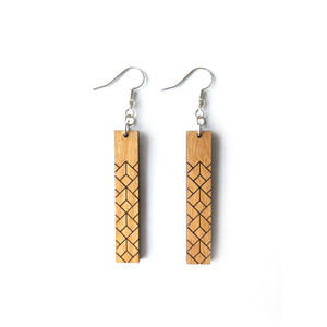 Geometric Rectangle Wood Earrings