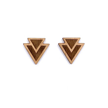 Load image into Gallery viewer, Double Tri Wood Earrings