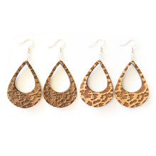 Load image into Gallery viewer, Leopard Lobe Wood Earrings