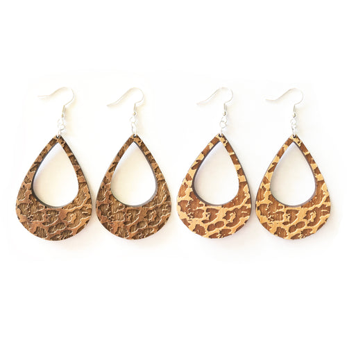 Leopard Lobe Wood Earrings