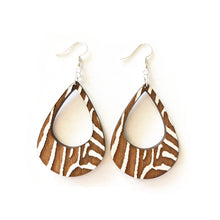 Load image into Gallery viewer, Zebra Lobe Wood Earrings