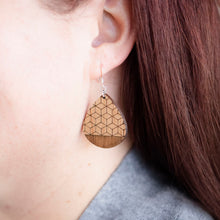 Load image into Gallery viewer, Geometric Teardrop Wood Earrings