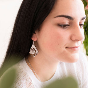 Diamond Flower Wood Earrings