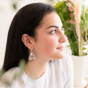Diamond Flower Wood Earrings