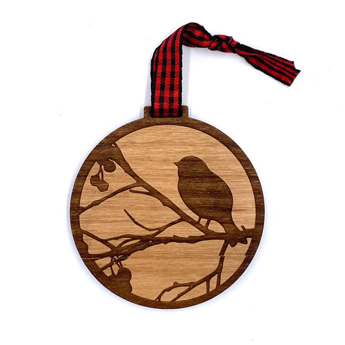 Bird On A Branch Wood Ornament