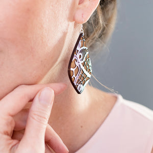 Lace Teardrop Wood Earrings