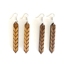 Load image into Gallery viewer, Chevron Crystal Wood Earrings