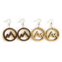 Load image into Gallery viewer, Circle Mountain Cutout Wood Earrings