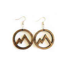 Load image into Gallery viewer, Circle Mountain Cutout Wood Earrings - Walnut