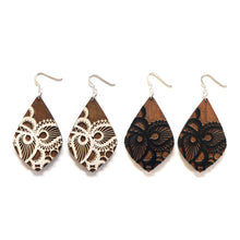 Load image into Gallery viewer, Lace Petal Wood Earrings