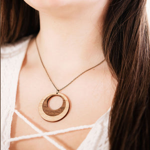Wood Double Circle Necklace