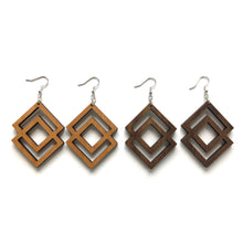 Load image into Gallery viewer, Double Diamond Wood Earrings