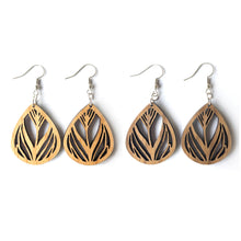 Load image into Gallery viewer, Feather Cutout Wood Earrings