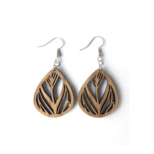 Load image into Gallery viewer, Feather Cutout Wood Earrings - Walnut