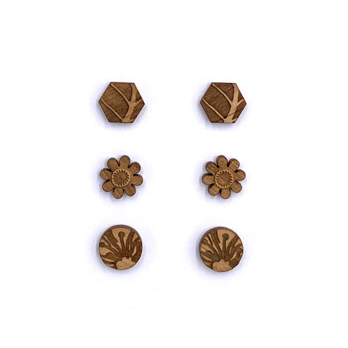 Floral Collection of Wood Studs