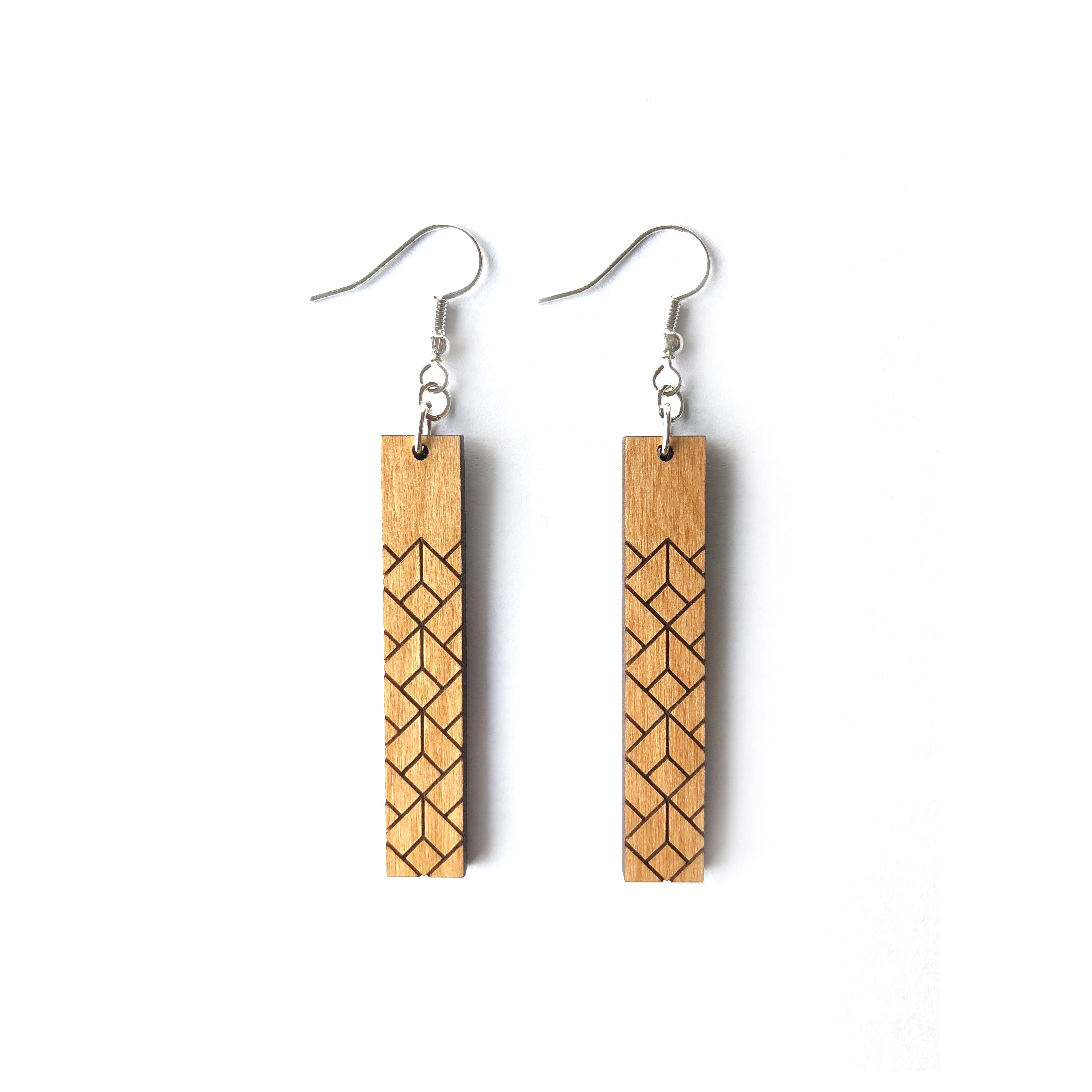 Geometric wood sale earrings