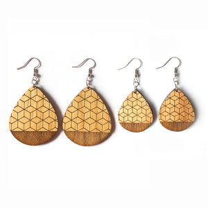 Geometric Teardrop Wood Earrings