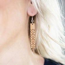Load image into Gallery viewer, Geometric Rectangle Wood Earrings