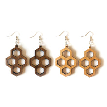 Load image into Gallery viewer, Honeycomb Wood Earrings