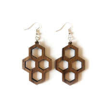 Load image into Gallery viewer, Honeycomb Wood Earrings - Walnut