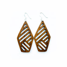 Load image into Gallery viewer, Criss Cross Pentagon Cutout Wood Earrings