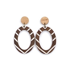 Load image into Gallery viewer, Brown Oval Wood Earrings