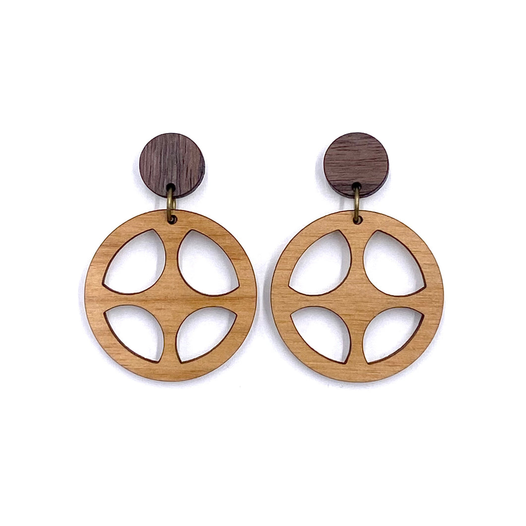 Drop Circle Wood Earrings