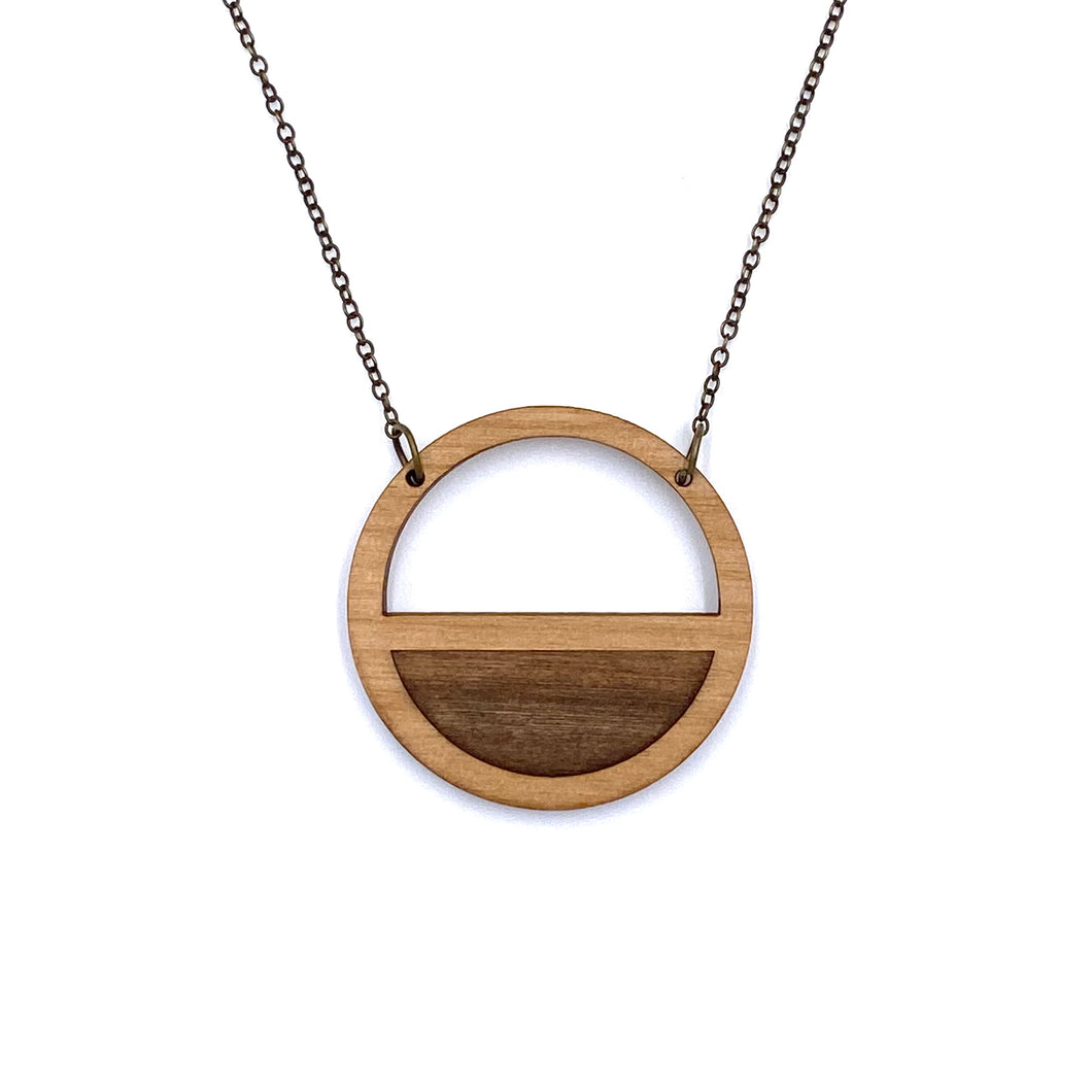 Wood Circle Cutout Necklace