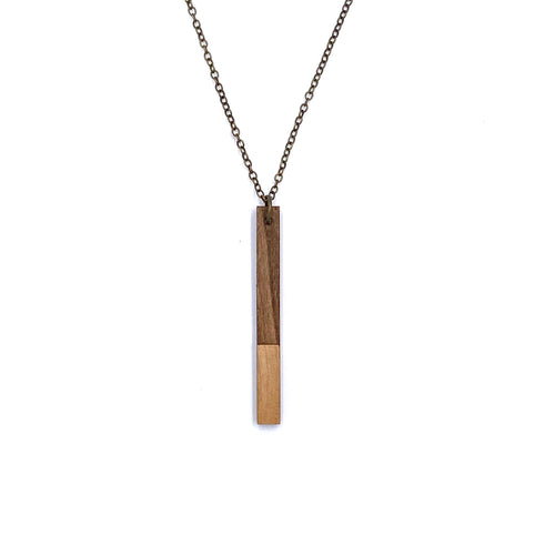 Vertical Bar Wood Necklace