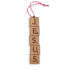Jesus Loves Wood Ornament