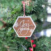 Load image into Gallery viewer, Joy To The World Wood Ornament on Tree