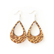 Load image into Gallery viewer, Leopard Lobe Wood Earrings