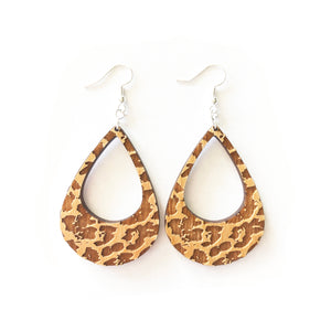 Leopard Lobe Wood Earrings
