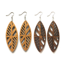 Load image into Gallery viewer, Pinched Oval Cutout Wood Earrings