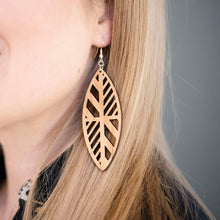 Load image into Gallery viewer, Pinched Oval Cutout Wood Earrings