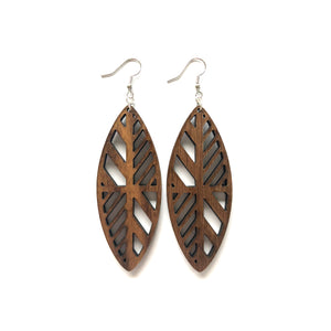 Pinched Oval Cutout Wood Earrings