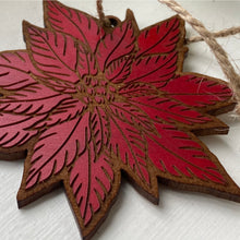 Load image into Gallery viewer, Poinsettia Wood Ornament
