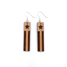 Load image into Gallery viewer, Rectangle Star &amp; Stripes wood earrings