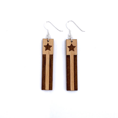 Rectangle Star & Stripes wood earrings