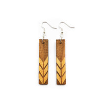 Load image into Gallery viewer, Rectangle with Chevron Engraved Wood Earrings