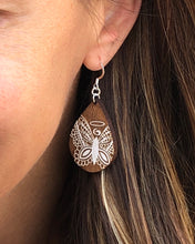 Load image into Gallery viewer, NILMDTS Logo Angel Butterfly Wood Earrings