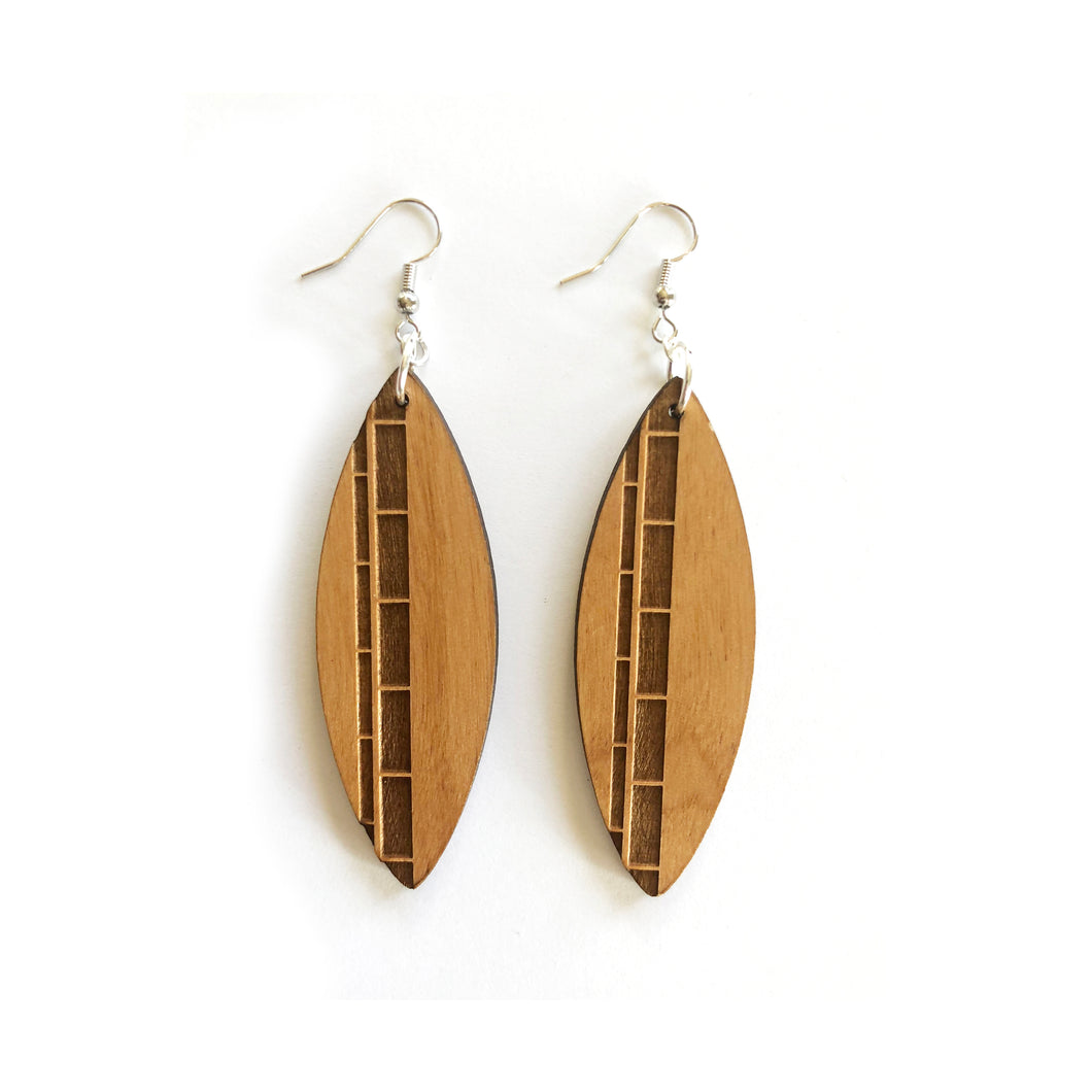 Surfboard Wood Earrings