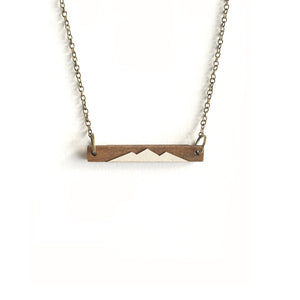 White Mountain Bar Wood Necklace