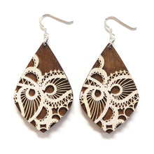 Load image into Gallery viewer, Lace Petal Wood Earrings in White