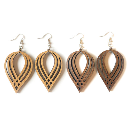 Woven Teardrop Wood Earrings